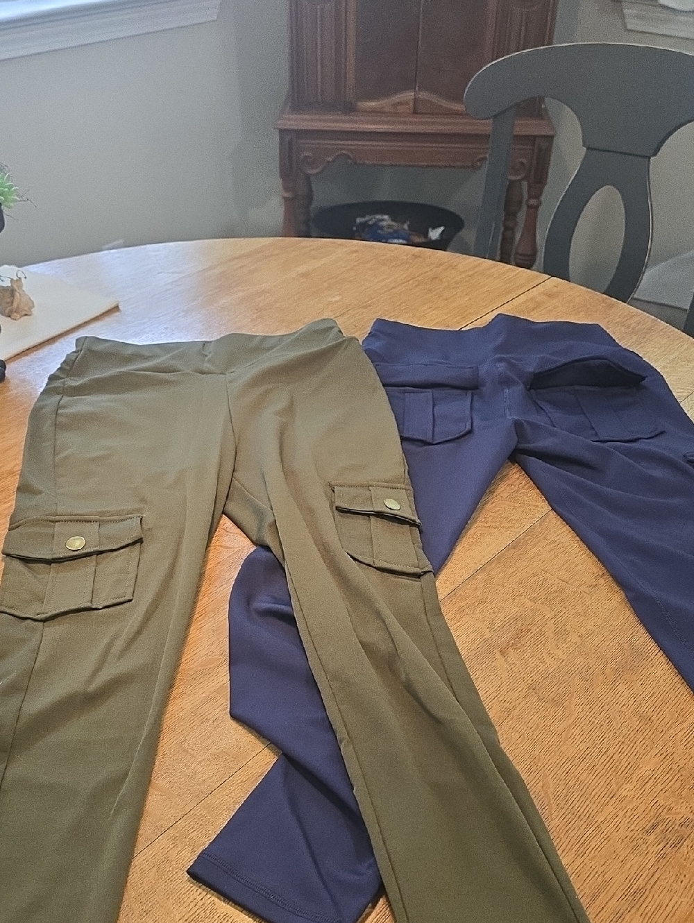 Olive  And Navy Cargo Leggings with Utility Pockets - Women Pants & Jumpsuits